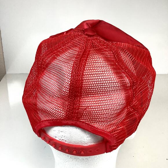 Vintage Enjoy Coca Cola Satin Red Foam Mesh Hat SnapBack Cap Made in USA * NICE! - Picture 3 of 11